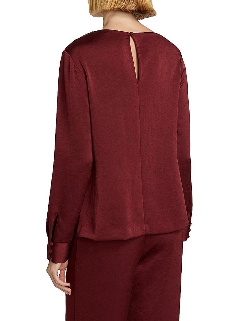 LELA ROSE Satin Asymmetric Gathered Blouse 5