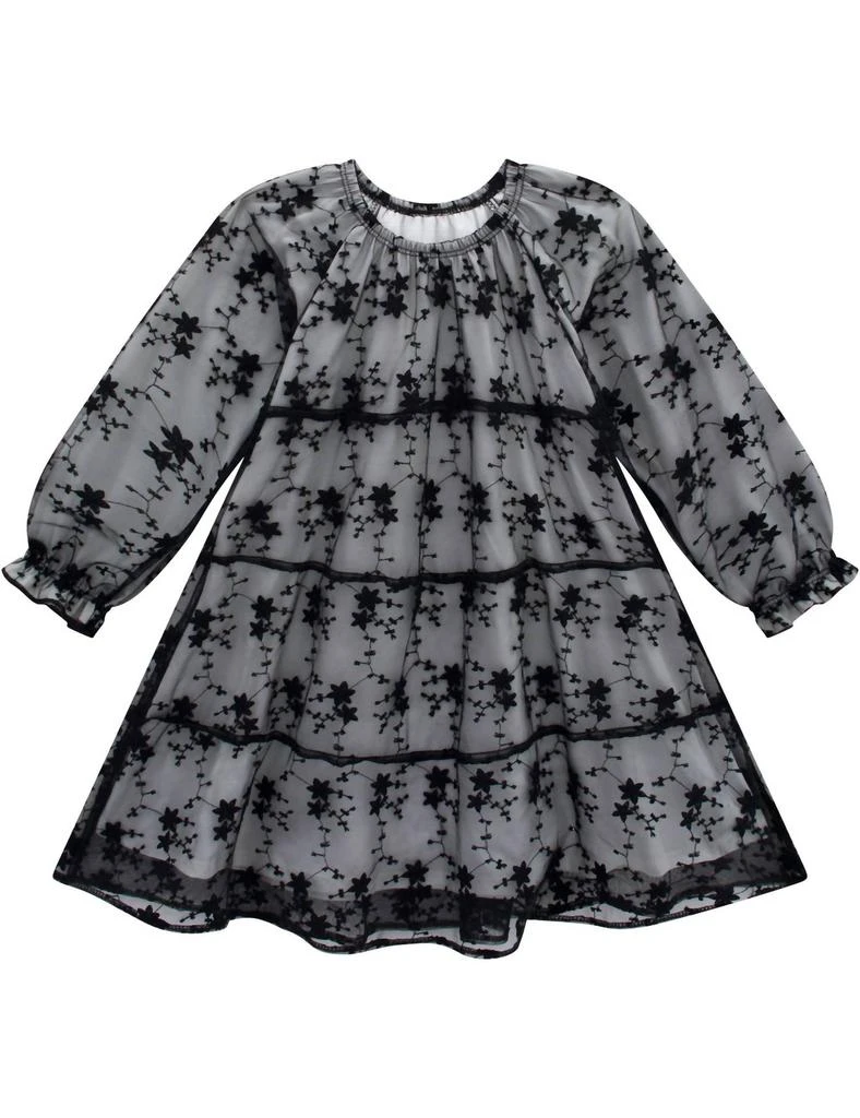 Milon Girls Lace Over-Lay Dress In Black 1