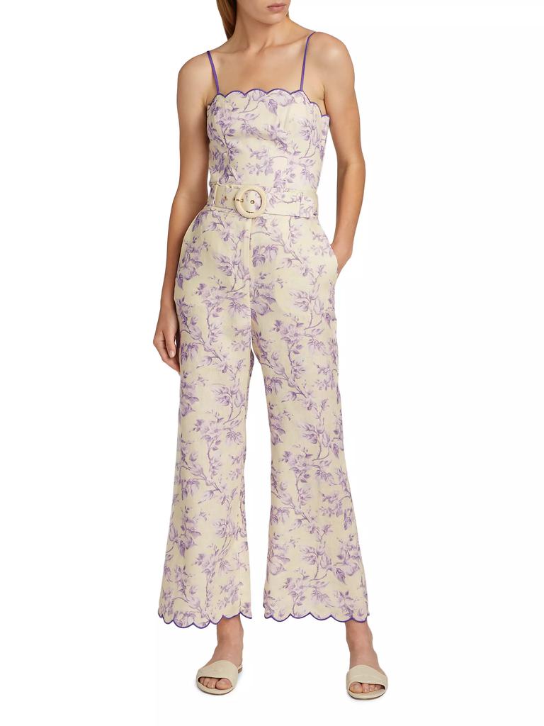 【Zimmermann】Halliday lace-trimmed linen wide-leg pants Halliday lace-trimmed linen wide-leg pants in white