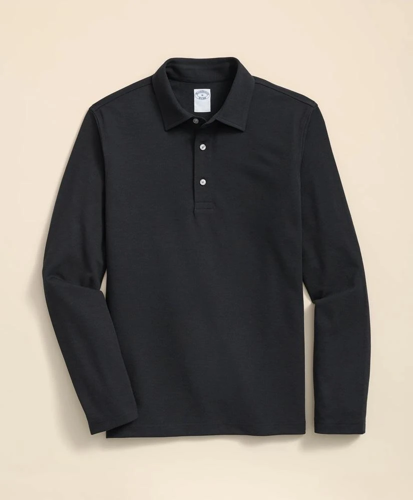 Spread Collar Long-Sleeve Polo Shirt