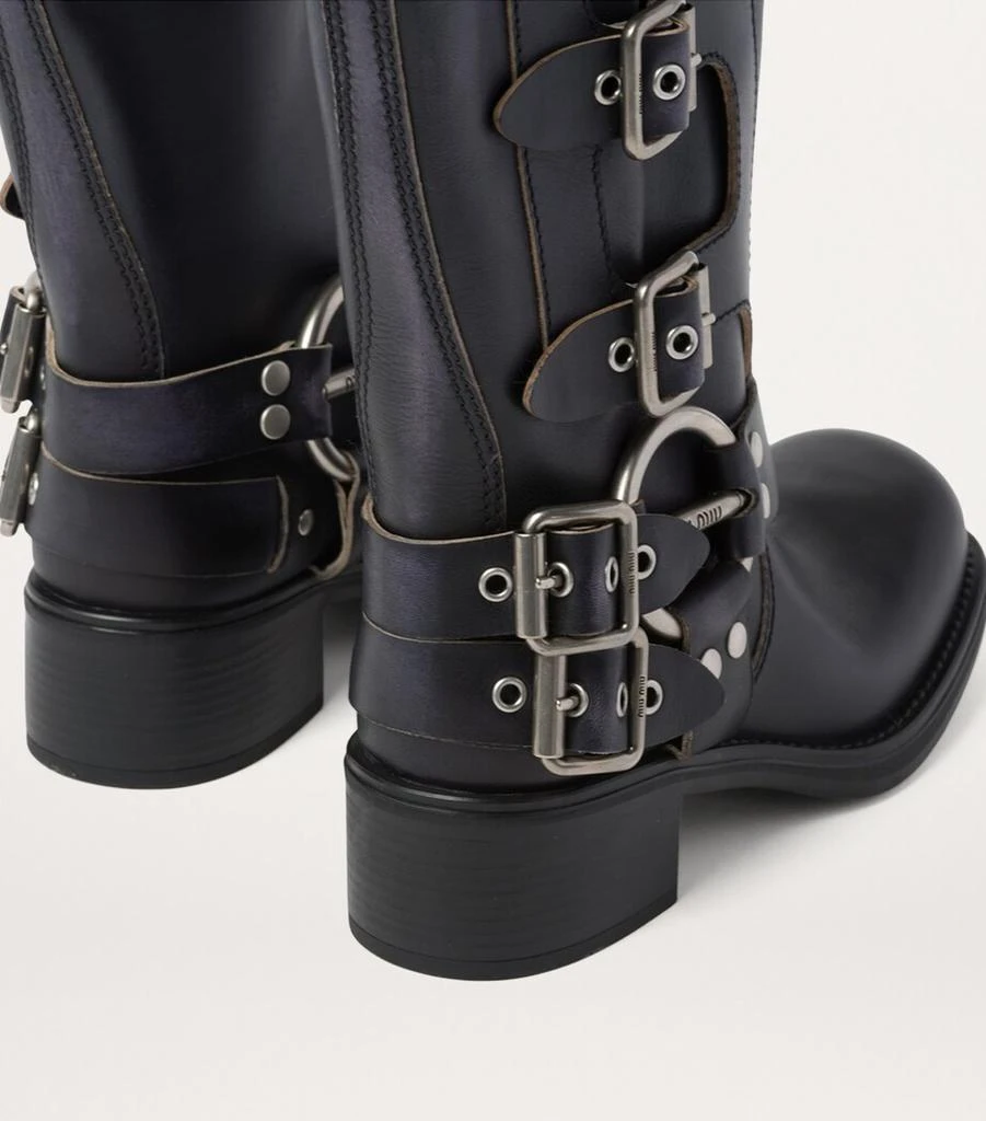 Miu Miu Leather Buckle Boots 50 5