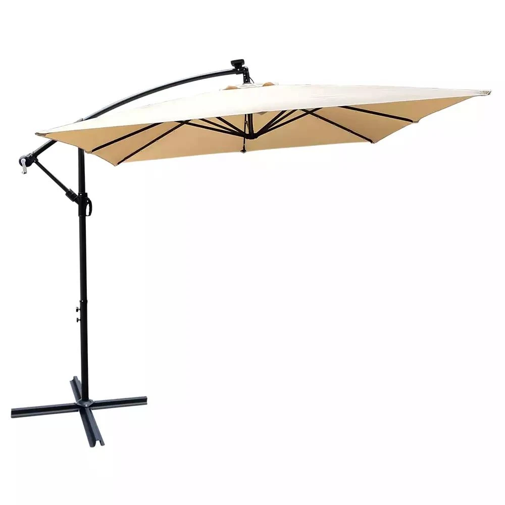 Streamdale Furniture Streamdale Solar Powered LED Patio Umbrella with Crank 
Base 9