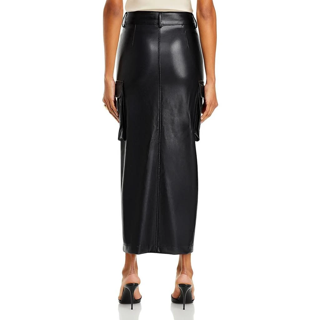 Avec Les Filles Womens Faux Leather Cargo Maxi Skirt 2