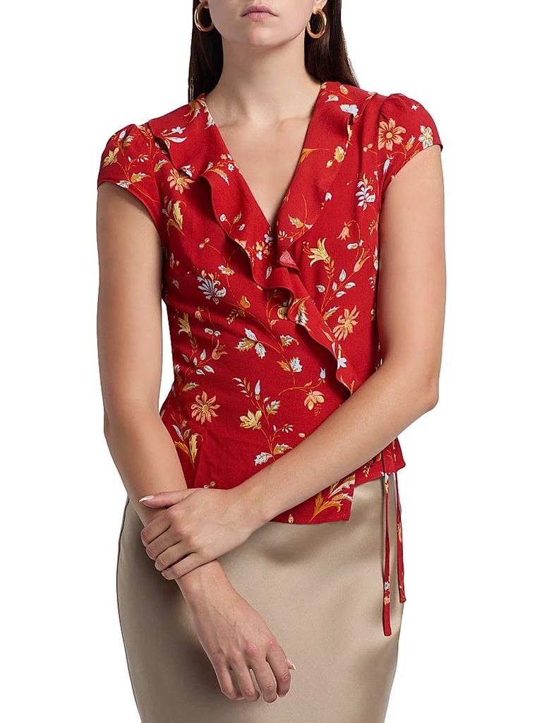 Reformation Clemence Floral Crepe Wrap Top 3