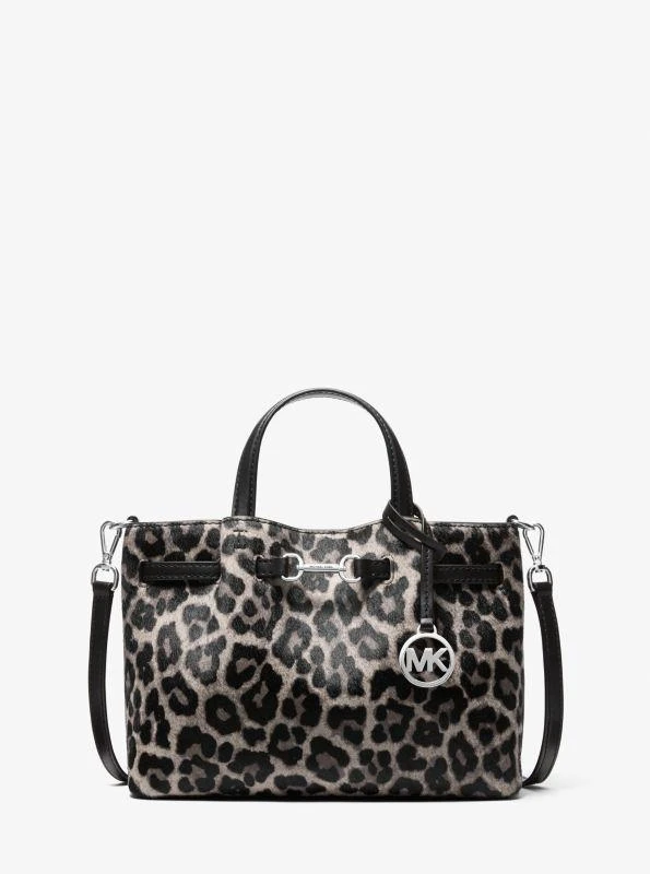 Michael Kors Carson Small Leopard Print Calf Hair Satchel 1