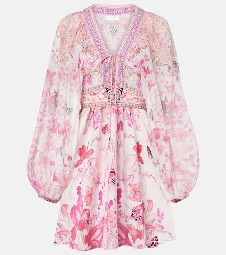 Camilla Gathered floral silk minidress