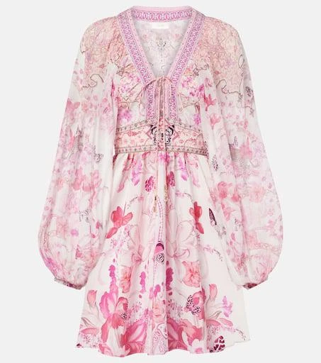 Camilla Gathered floral silk minidress 1