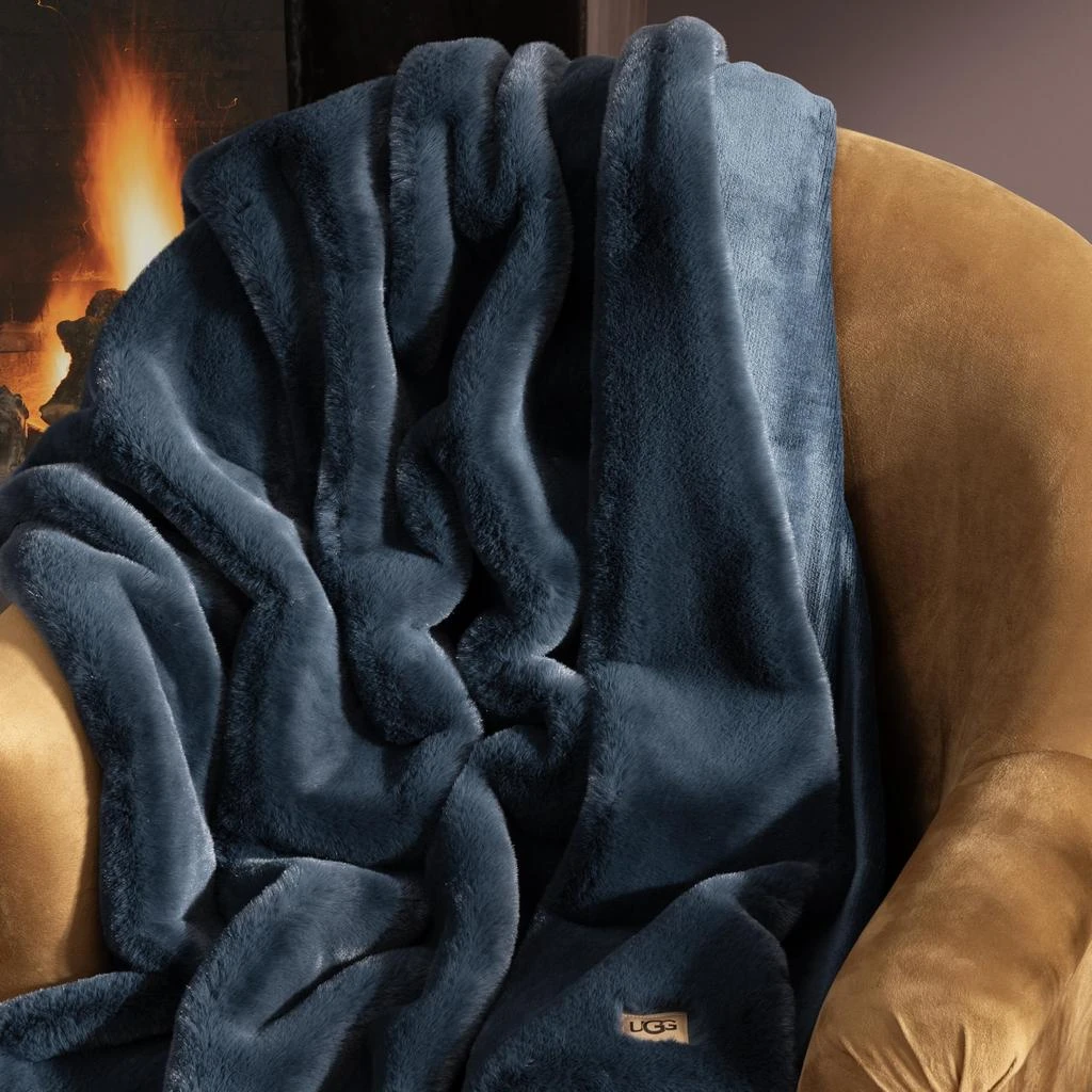 UGG UGG Euphoria Faux Fur Throw Blanket, Soft Warm Throw Blankets for Couch or Bed, Luxury Bedroom Decor, Giftable Fuzzy Blankets, Machine Washable, 50-inch x 70-inch, Indigo Blue 5