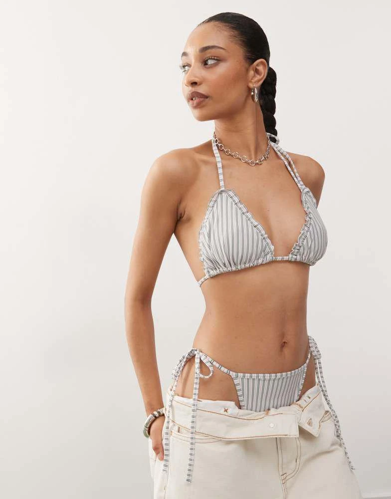 COLLUSION COLLUSION striped bikini top in white stripe 1