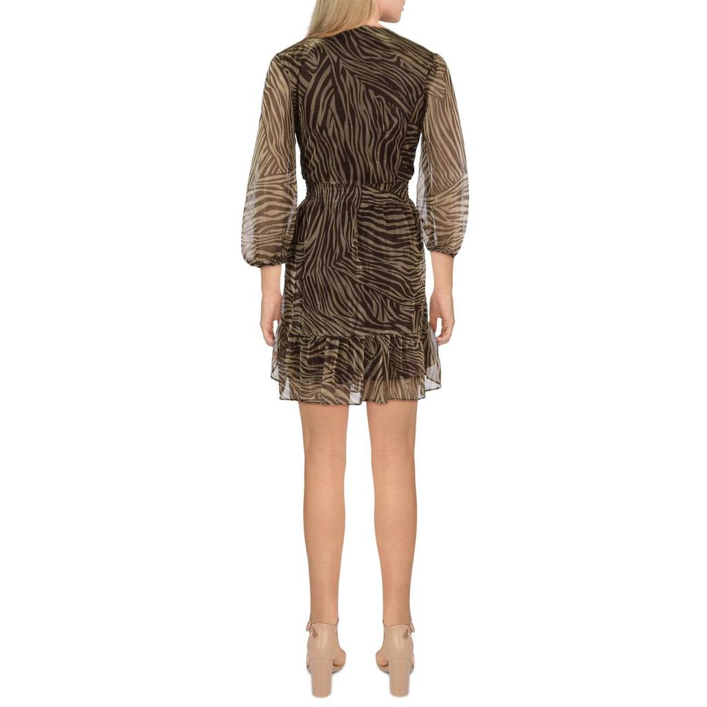 Gabby Skye Womens Mesh Zebra Mini Dress