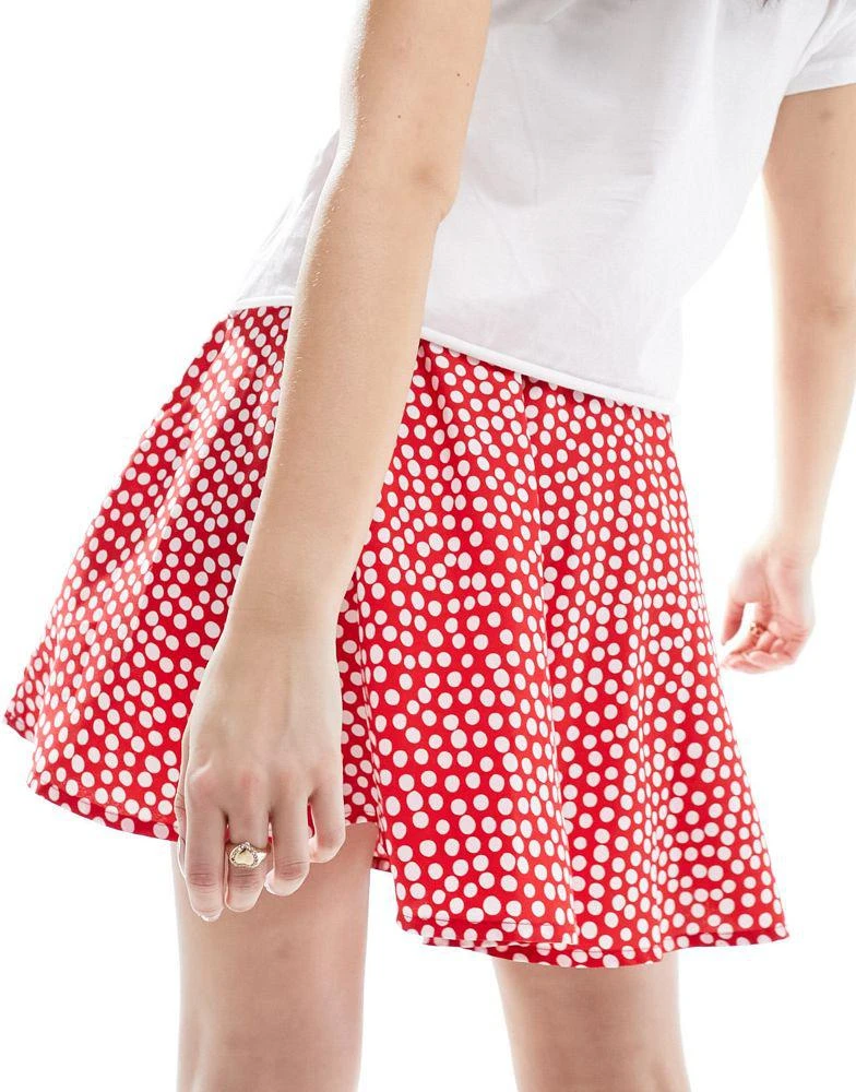 Wednesday's Girl Wednesday's Girl polka dot flippy mini skirt red 2