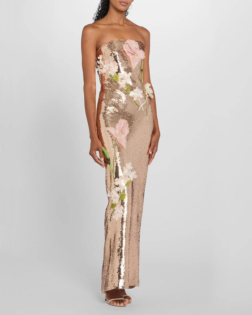 Monique Lhuillier Iris Strapless Sequined Column Gown 4