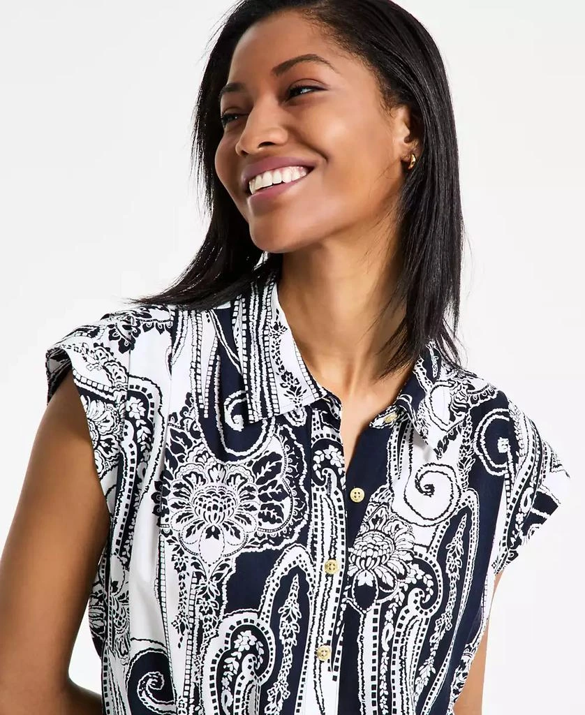 Nautica Jeans Women's Paisley Shirt Jumpsuit 4