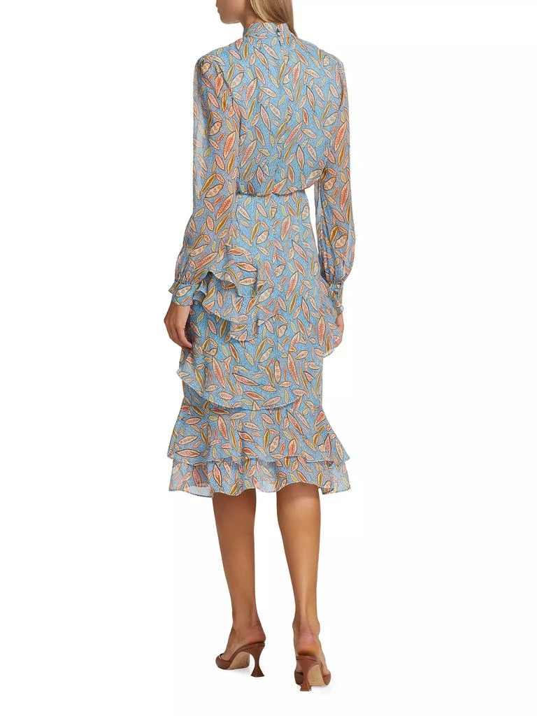 Saloni Isa Ruffled Silk Georgette Teardrop Print Dress 5
