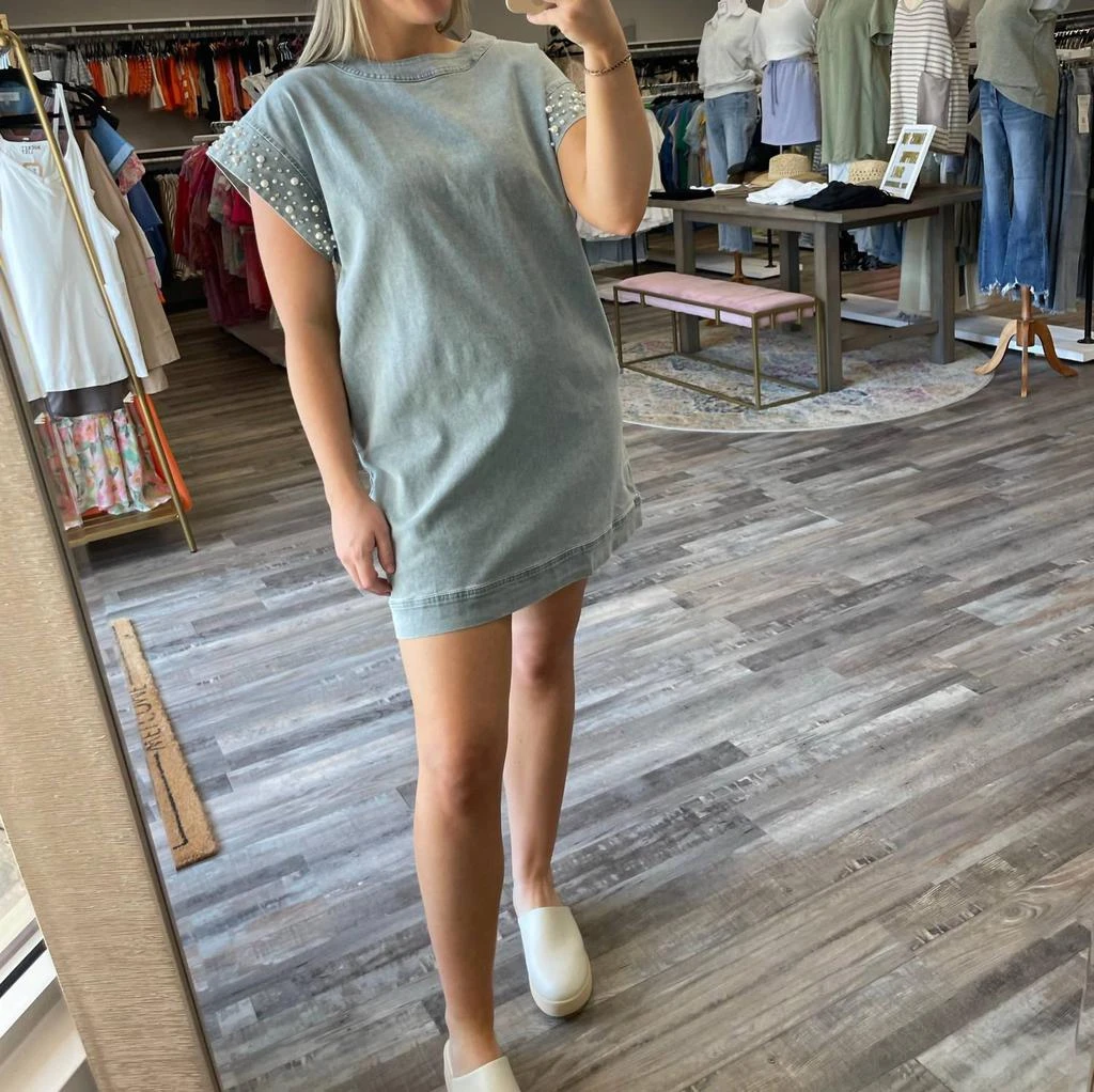 Entro - Pearl Detail Denim Dress  On Sale Now with Up to 30% Off |  Discover Exclusive Deals & Savings at BeyondStyle  Authentic entro women >  dresses > mini|2888462123|blue|clothing|cotton-blend|dresses|mini|solid|women  with