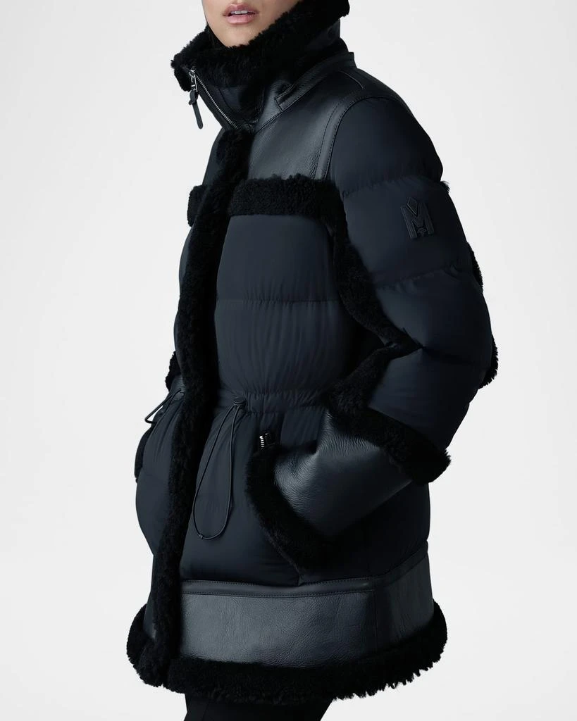Mackage Lilibeth Mixed-Media Down Parka with Shearling and Leather 6