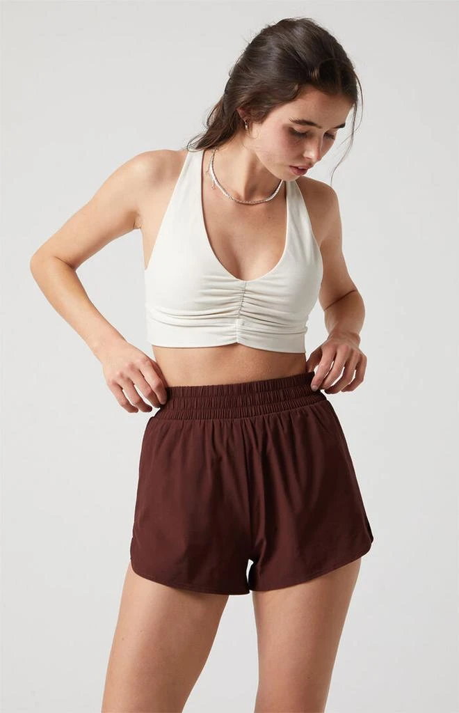 PAC 1980 Active Brown Piping Dolphin Hem Track Shorts 3