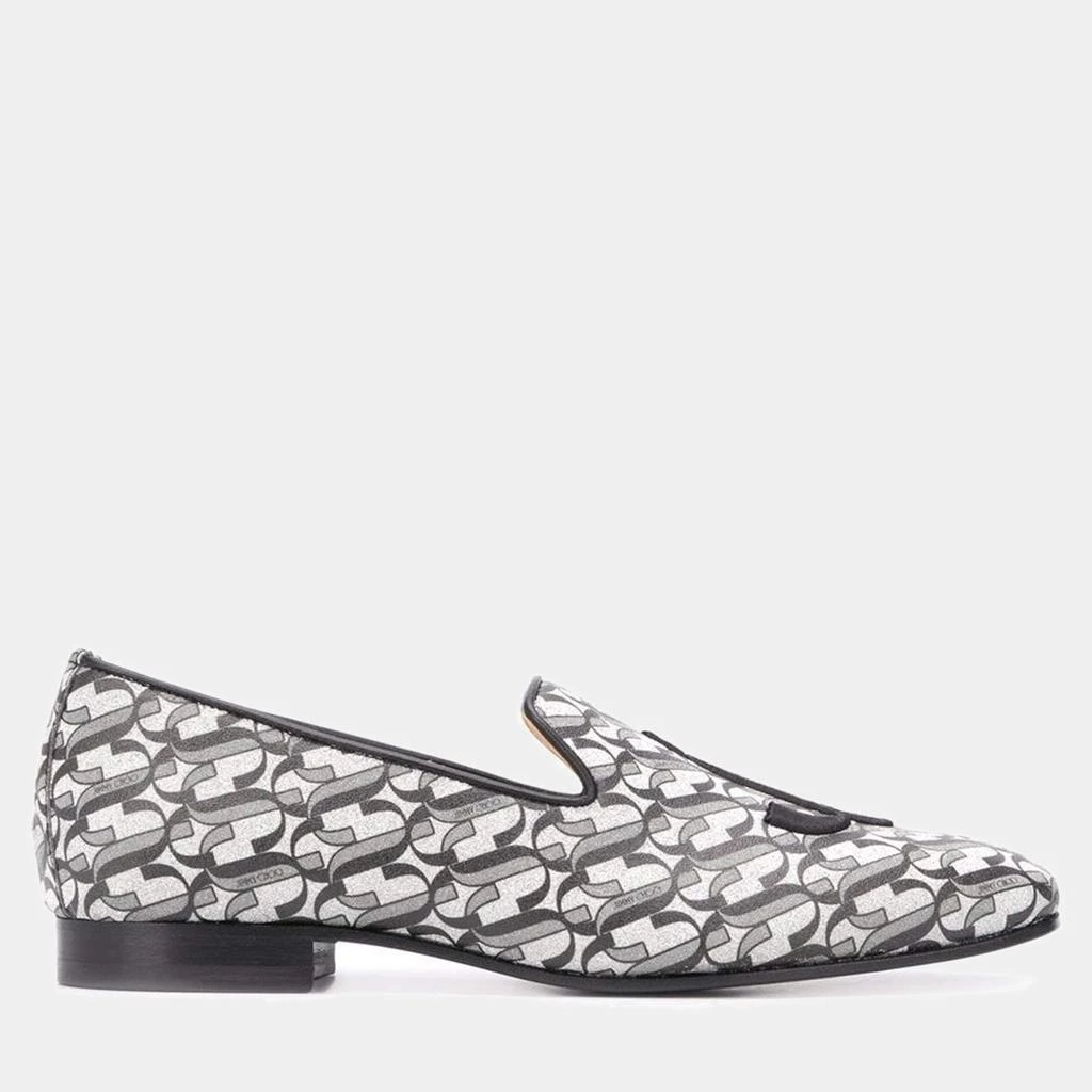 Jimmy Choo Jimmy Choo Silver/Black Glitter Fabric Sache JC Monogram Smoking Slippers Size 35 1
