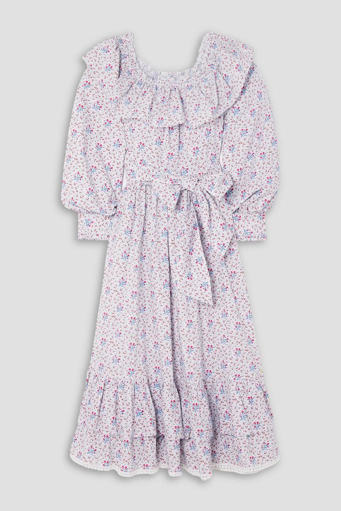 BATSHEVA + Laura Ashley Wednesday ruffled floral-print cotton-poplin midi dress