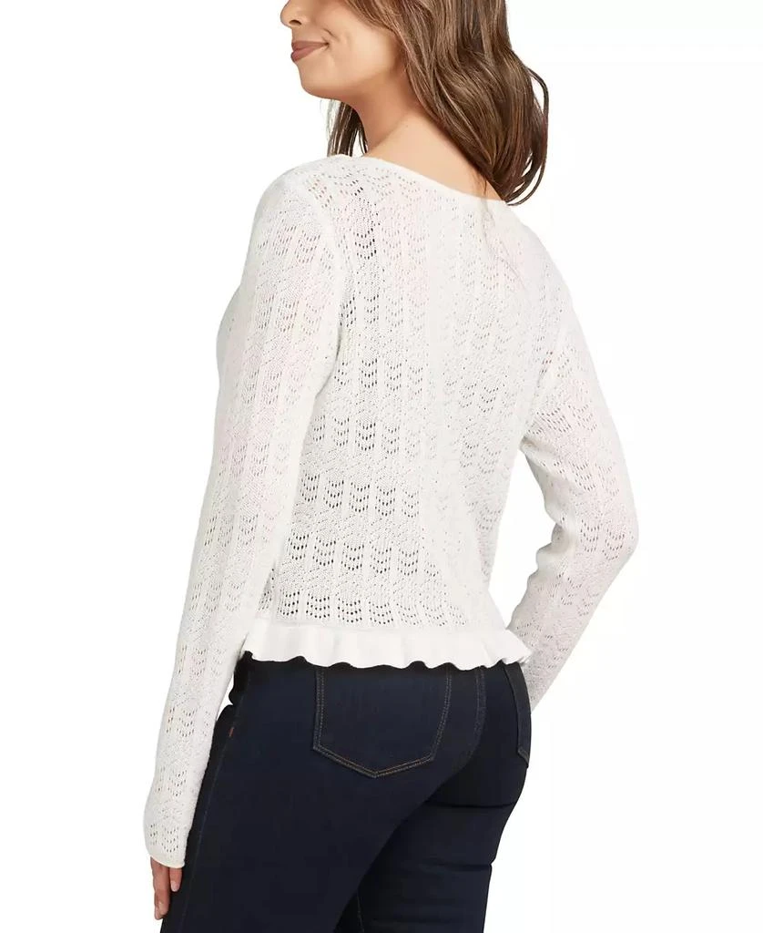 BCX Juniors' Cotton Flyaway Ruffled-Hem Open-Stitch Cardigan 2
