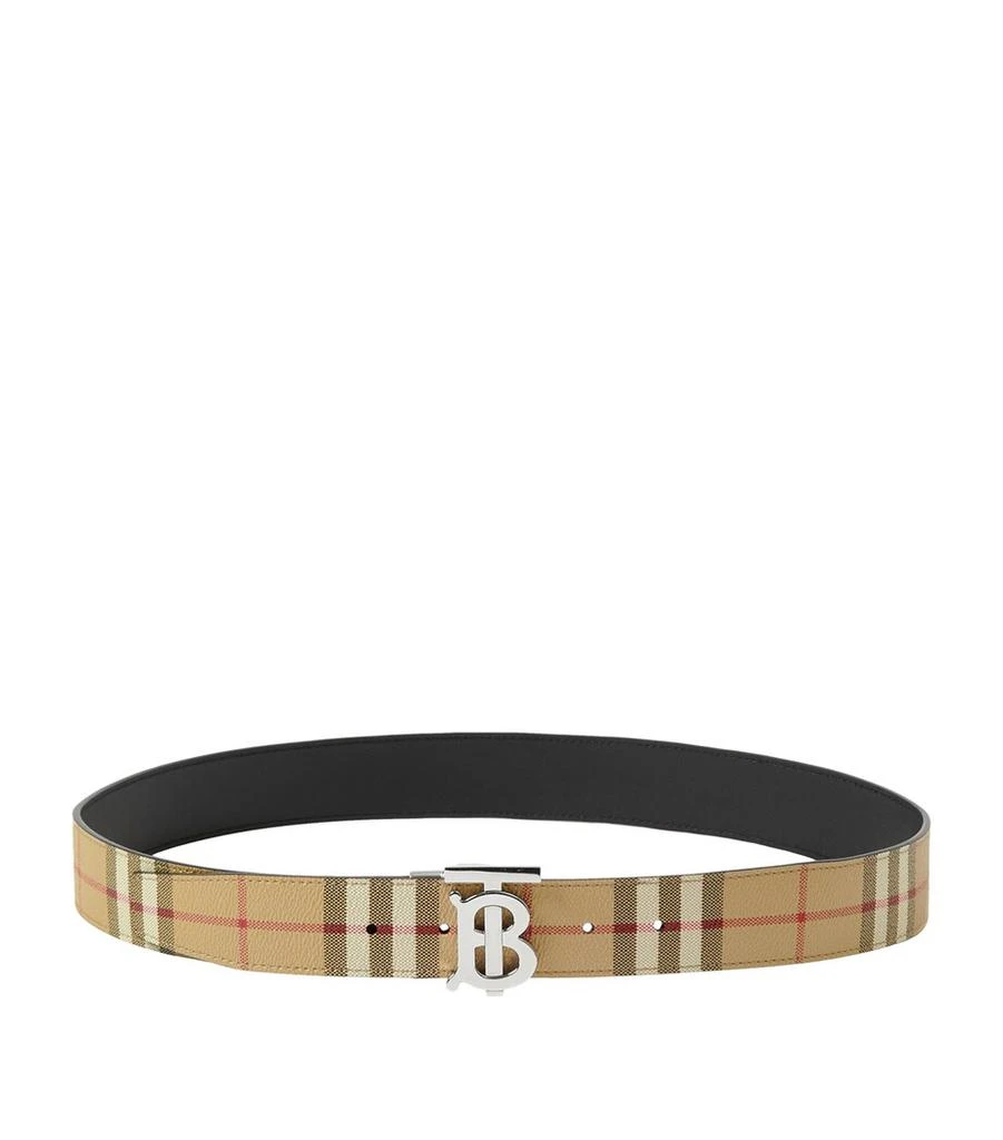 Burberry Leather and Check Reversible TB Belt 1