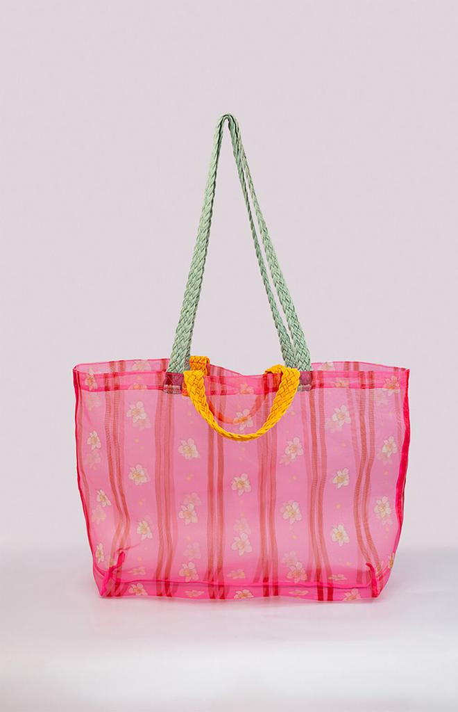 ban.do Floral Stripe Mesh Market Bag