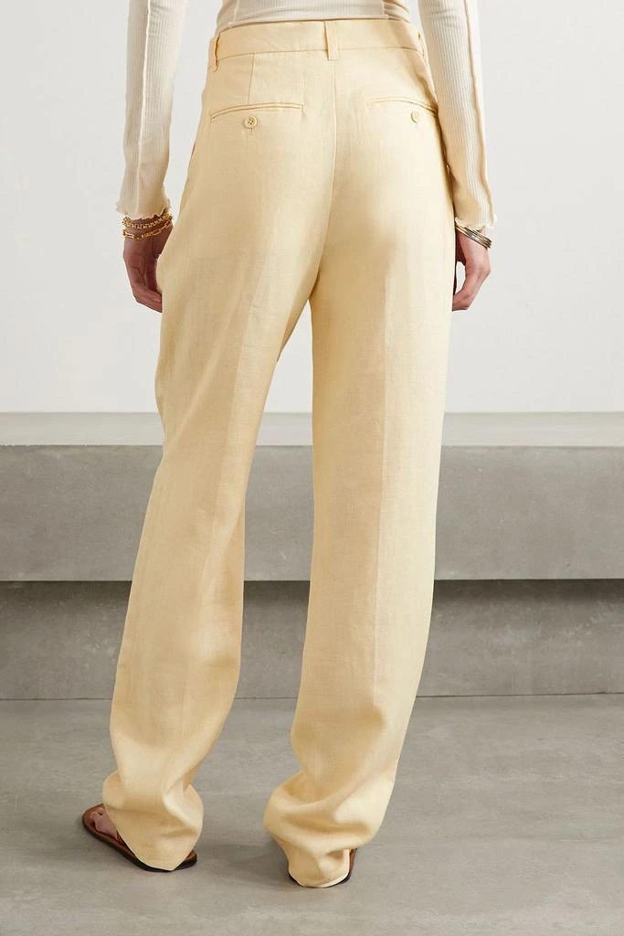 ANINE BING Jay pleated linen straight-leg pants 3