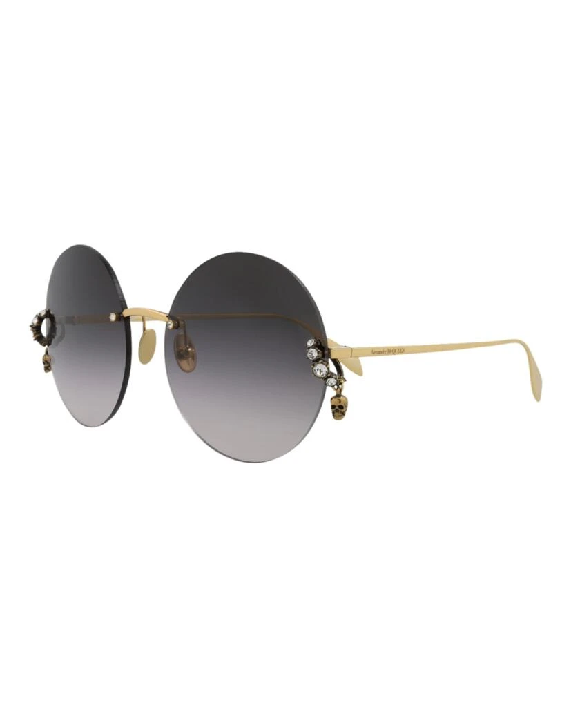 Alexander McQueen Round-Frame Metal Sunglasses 2