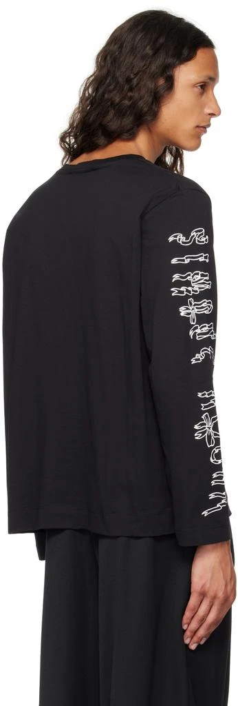 Simone Rocha Black Printed Ribbon Logo Long Sleeve T-Shirt 3