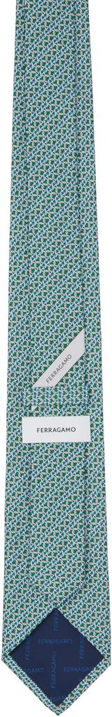 Salvatore Ferragamo Green Gancini Print Silk Tie