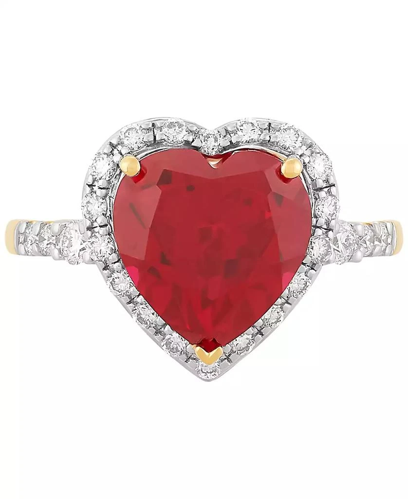 Grown With Love Lab Grown Ruby (5-1/3 ct. t.w.) & Lab Grown Diamond (1/3 ct. t.w.) Heart Halo Ring in 14k Gold 3