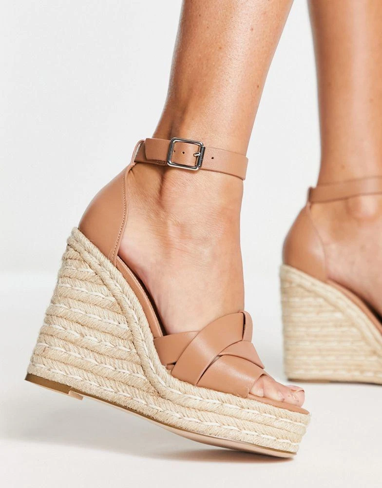 Steve Madden Steve Madden Sivian cross strap espadrille wedges in camel leather 2