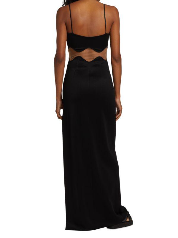Galvan Siren Mesh-Panel Maxi Dress