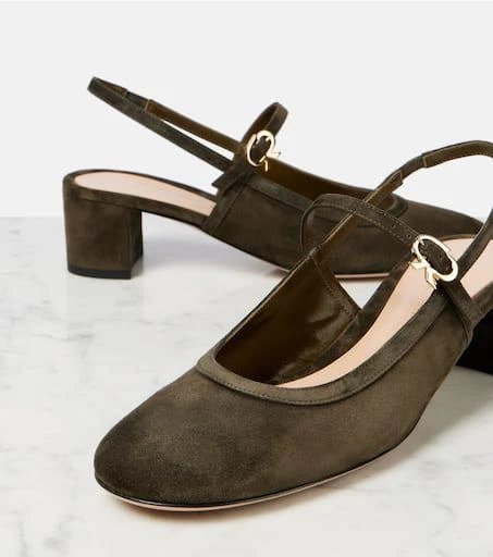 Gianvito Rossi Leather-trimmed suede slingback pumps 5
