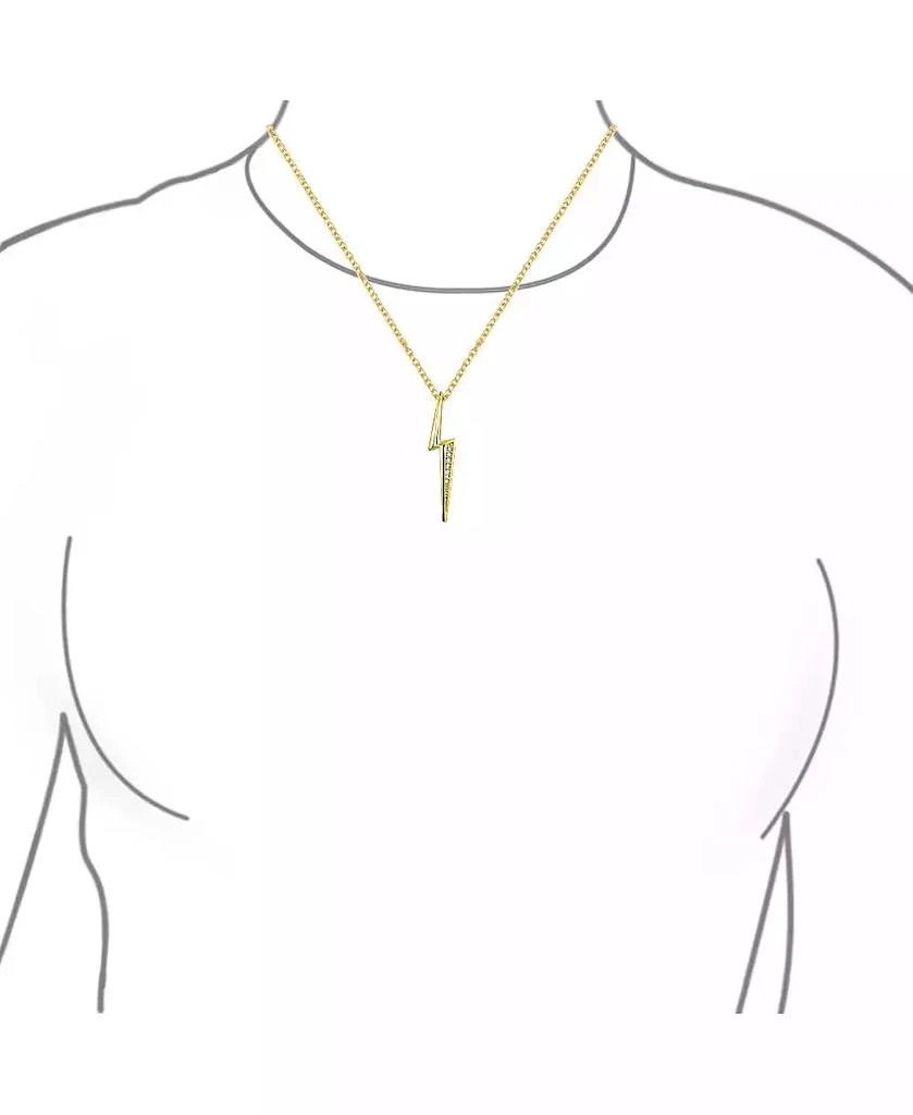 Bling Jewelry Minimalist Geometric Lightning Bolt Pendant Necklace 14K Gold Plated Silver 2