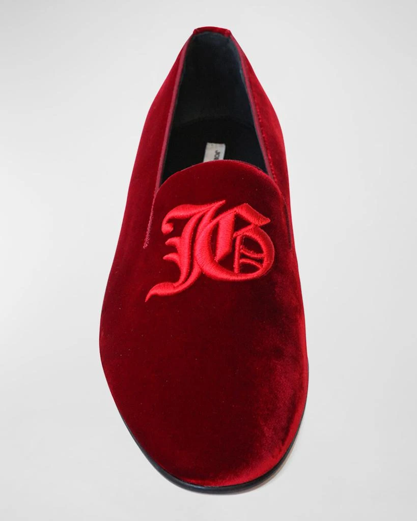 John Galliano Paris Men's Velvet Monogram Loafers 4
