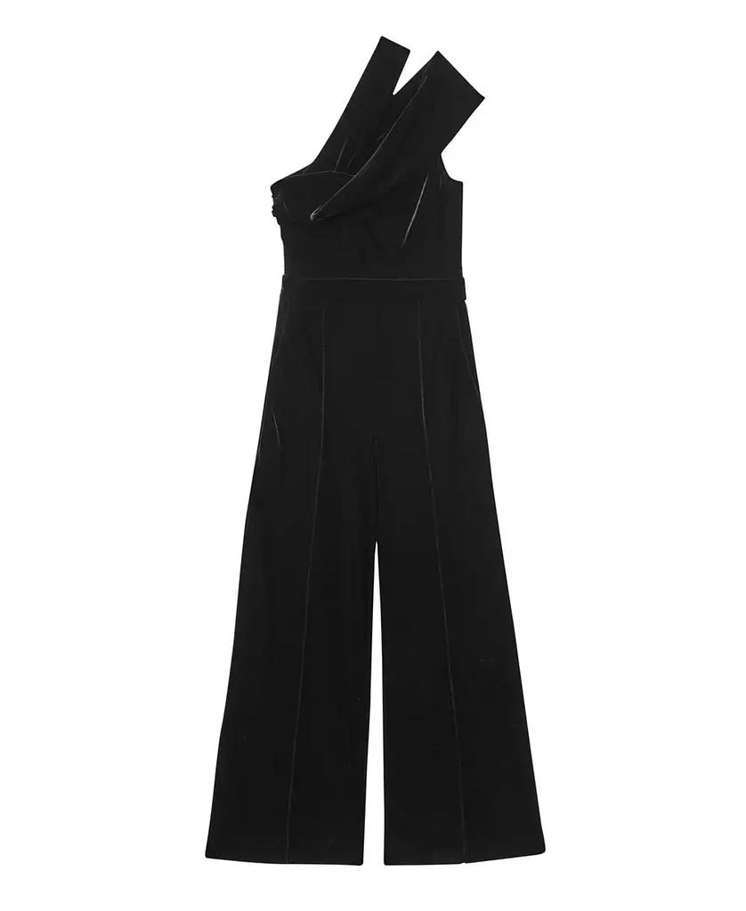 REISS Women's Velvet One-Shoulder Wide-Leg Jumpsuit 2