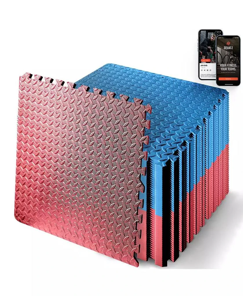 SQUATZ 50-Piece Puzzle Exercise Mat, EVA Foam Tiles, Red/Blue 1