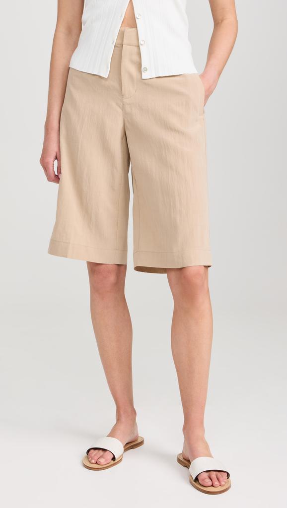 Vince Mid Rise Textured Tailored Shorts