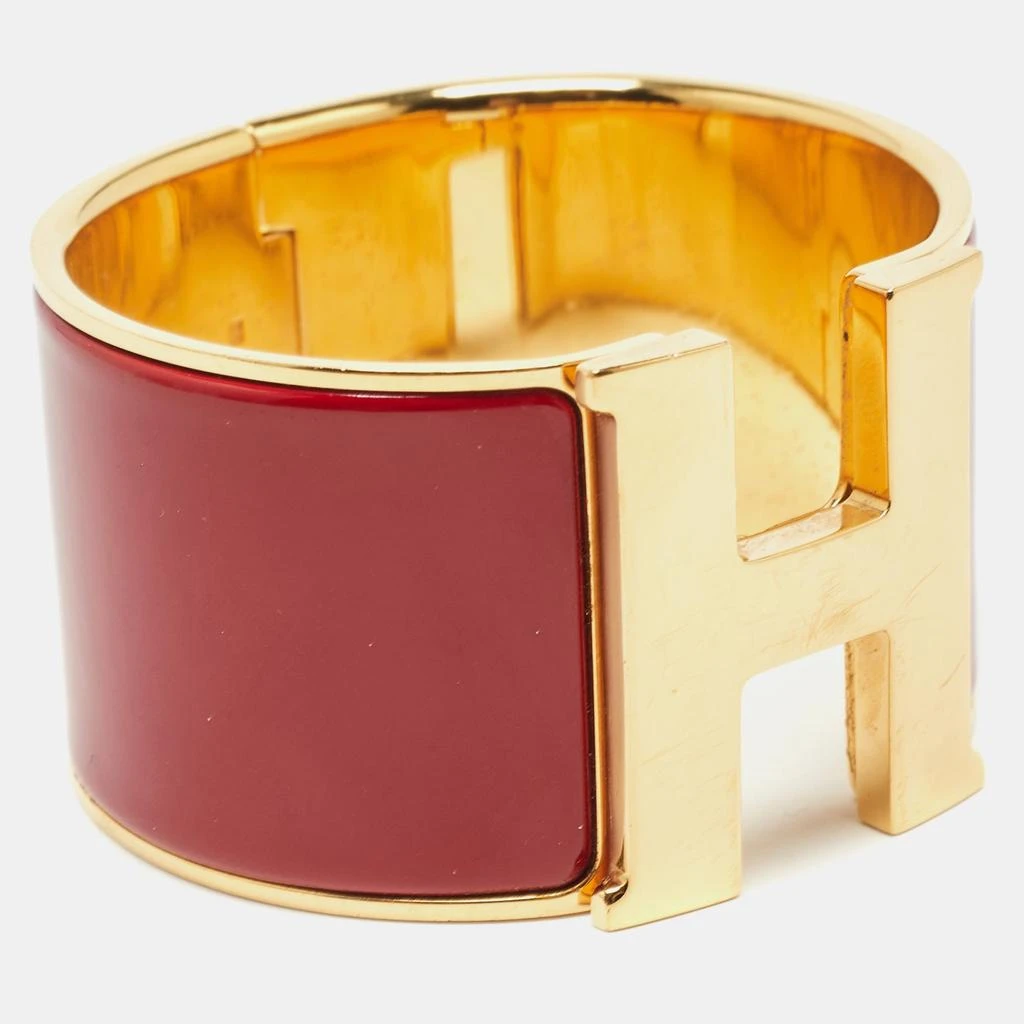 Hermes Hermes Clic Clac H Red Enamel Gold Plated Extra Wide Bracelet 2