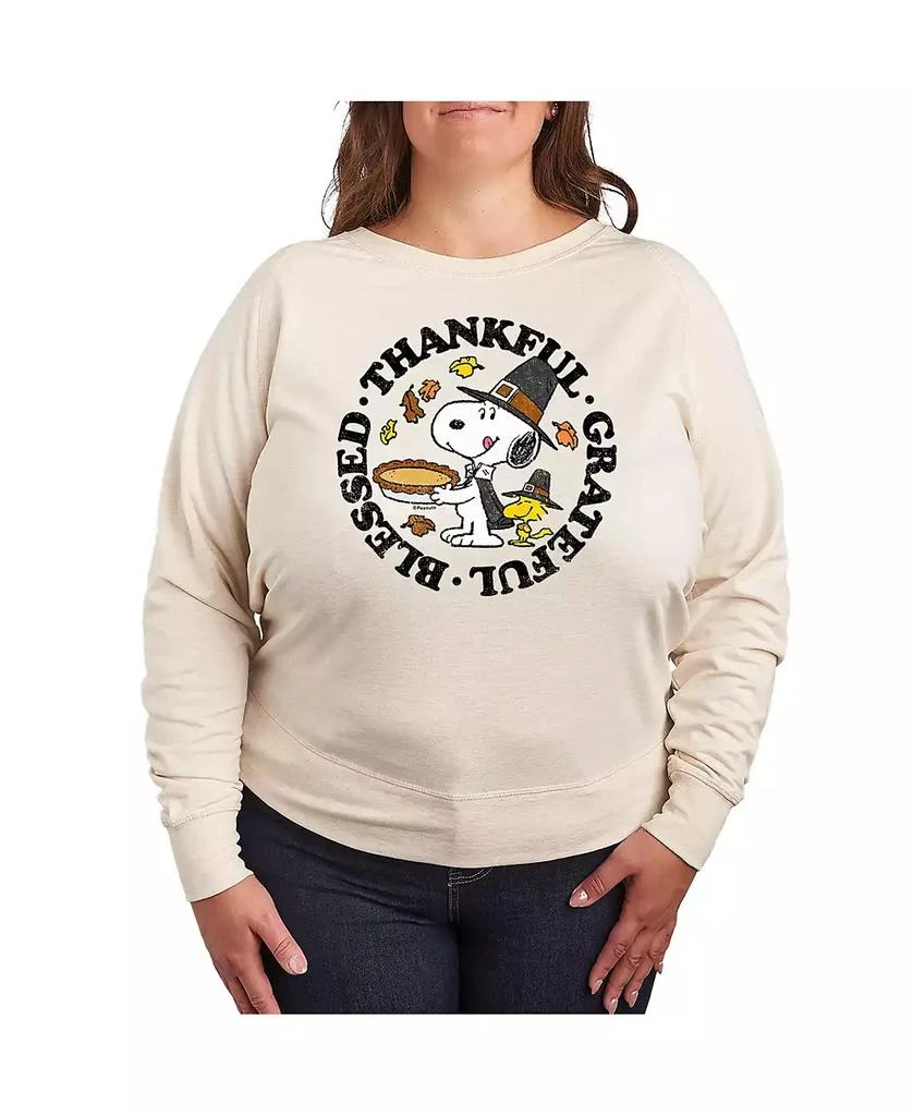 Hybrid Apparel Plus Size Peanuts Thankful Graphic Pullover T-shirt