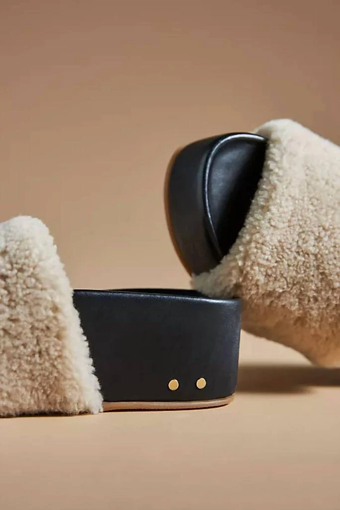 beek Albatross Shearling Sandals In Black/natural 4