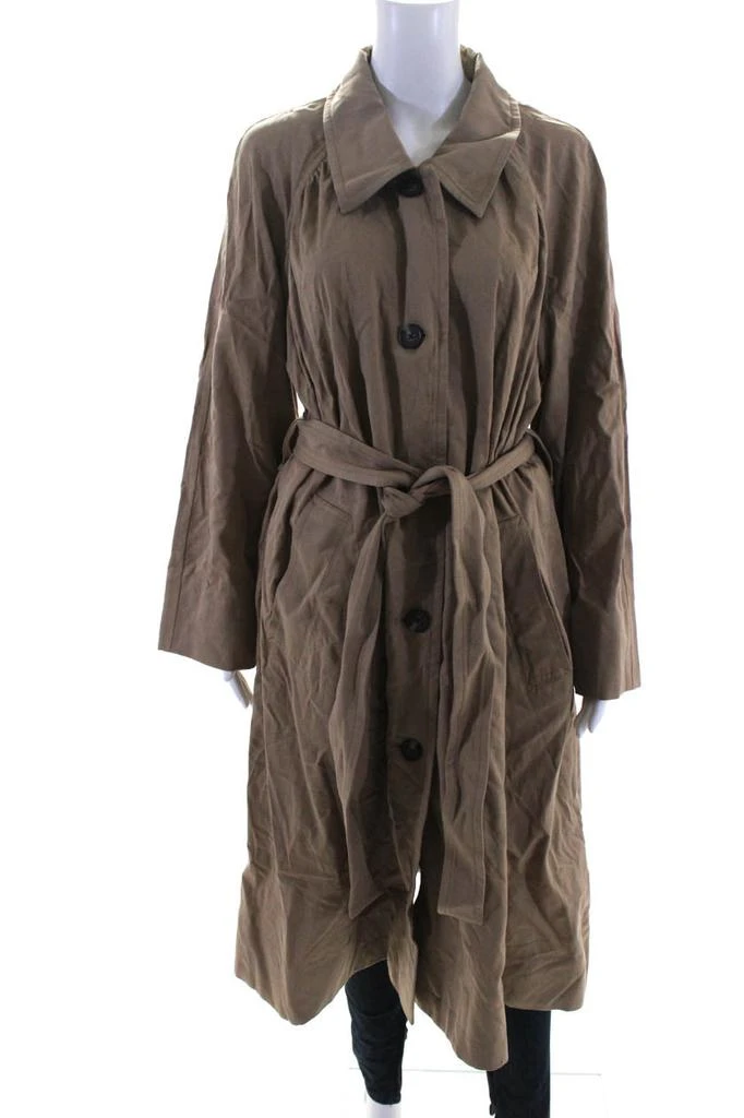 Everlane Womens Ash Brown The Gathered Drape Trench 1