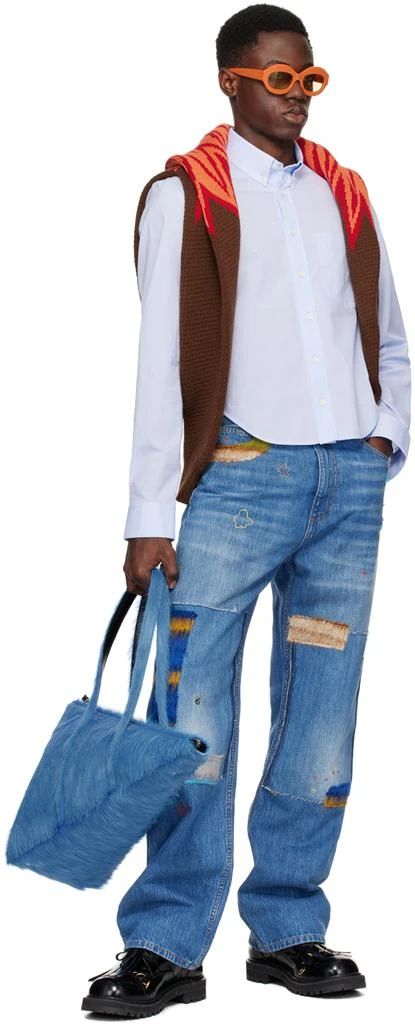 Marni Blue Cropped Long Sleeve Shirt 4