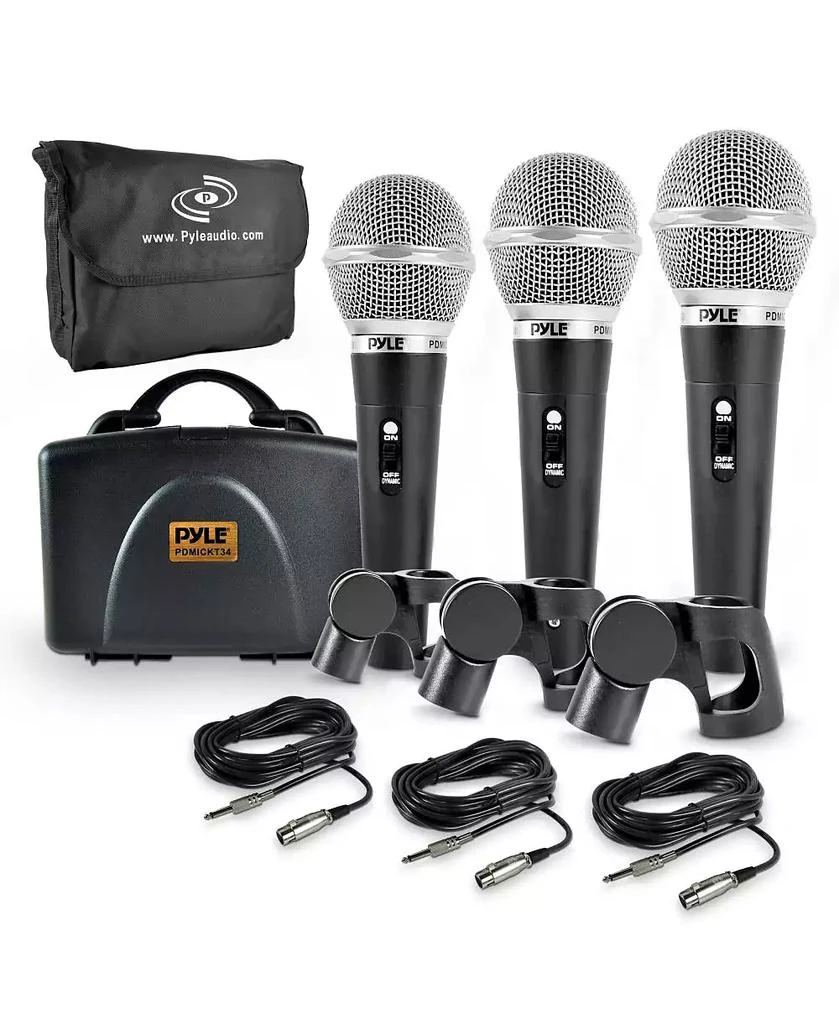Pyle Dynamic Microphone Kit with 3 Handheld Mics, XLR Cables 
Pop Filters