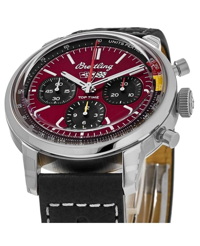 BREITLING Breitling Top Time Chevrolet Corvette Automatic Burgundy Dial Leather Strap Men&apos;s Watch AB01761A1K1X1 2