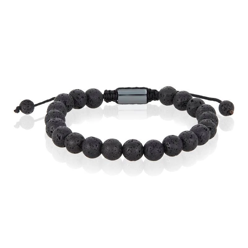 Crucible Jewelry Crucible Los Angeles Lava Natural Stone 8mm Beads on Adjustable Cord Tie Bracelet 1