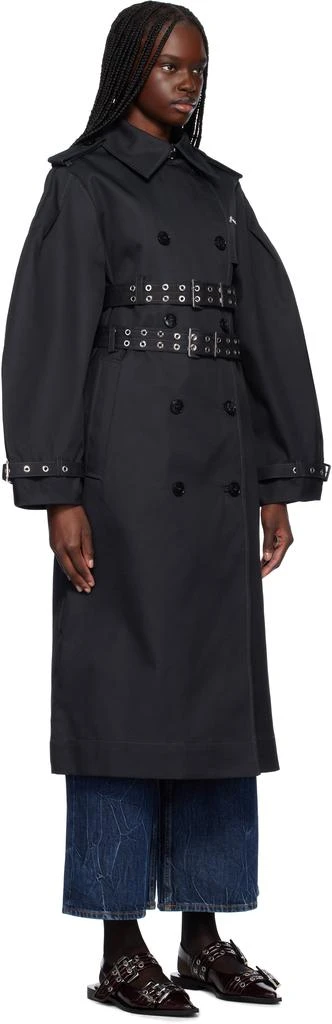 Ganni Black Bonded Cotton Trench Coat 2