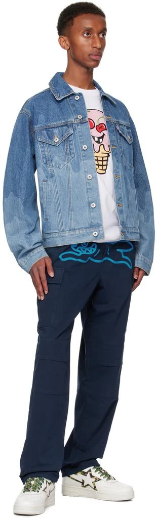 Icecream Blue Lazer Drip Denim Trucker Jacket 4