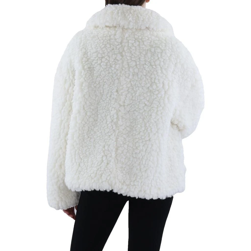 DKNY Womens Sherpa Long Sleeve Faux Fur Coat 2